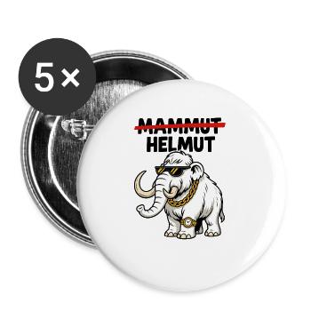 Helmut das Mammut - Buttons groß 56 mm (5er Pack) - Weiß - Vorne