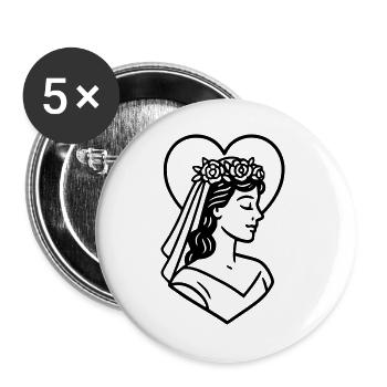 La mariée - Lot de 5 grands badges (56 mm) - blanc - Devant