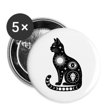 Cosmic Cat - Cool Astonomy Logo - Buttons groß 56 mm (5er Pack) - Weiß - Vorne