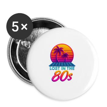 Néon Rétro Sunset des années 80 - Lot de 5 grands badges (56 mm) - blanc - Devant
