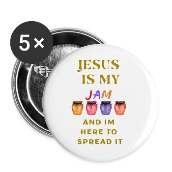 Jesus is my jam and im here to spread it - Buttons large 2.2''/56 mm (5-pack) - white - Front
