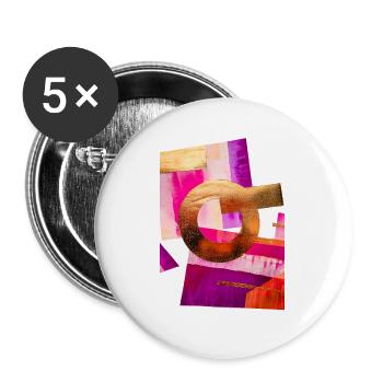 Abstraktes Design mit Gold, Pink und Lila - Buttons groß 56 mm (5er Pack) - Weiß - Vorne
