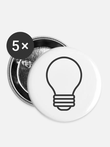 Glühbirnen-Linien-Symbol - Buttons groß 56 mm (5er Pack) - Weiß