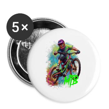 Mountain bike action art - Buttons large 2.2''/56 mm (5-pack) - white - Front