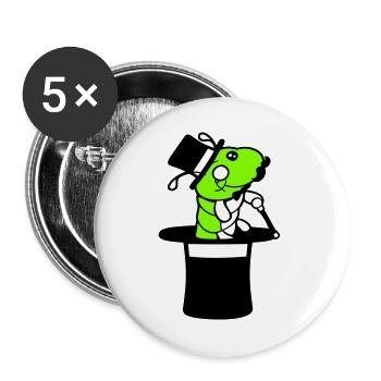 Caterpillar Sir Mr rich monocle top hat magician - Buttons large 2.2''/56 mm (5-pack) - white - Front