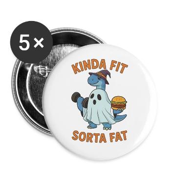 Kinda Fit Sorta Fat Funny Gym Cute Hippo Retro - Buttons groß 56 mm (5er Pack) - Weiß - Vorne