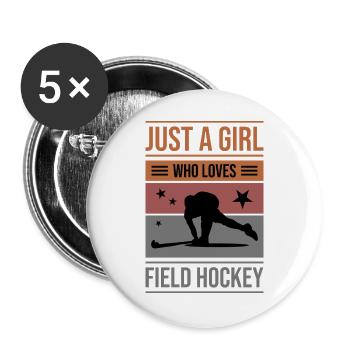 Feldhockey Just a Girl - Buttons groß 56 mm (5er Pack) - Weiß - Vorne