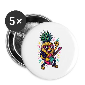Music Ananas - Buttons groß 56 mm (5er Pack) - Weiß - Vorne