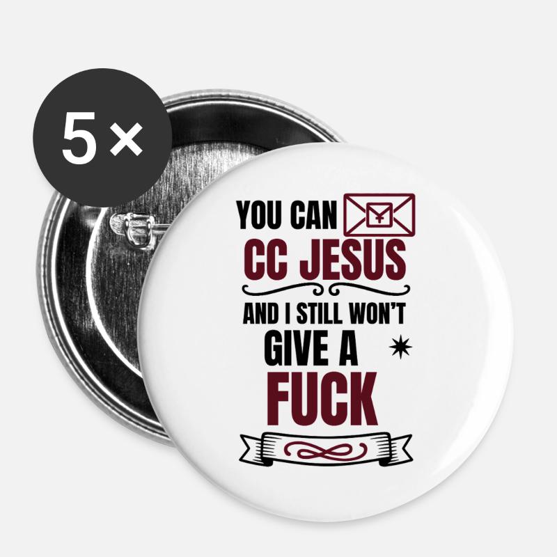 Frækt ordsprog design – No F*** givet - Buttons/Badges stor, 56 mm (5-pack) - hvid