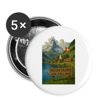 Swiss_alps - Buttons groß 56 mm (5er Pack) - Weiß - Vorne
