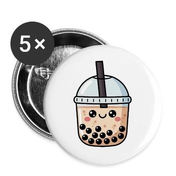 Cute Bubble Tea Kawaii - Buttons large 2.2''/56 mm (5-pack) - white - Front