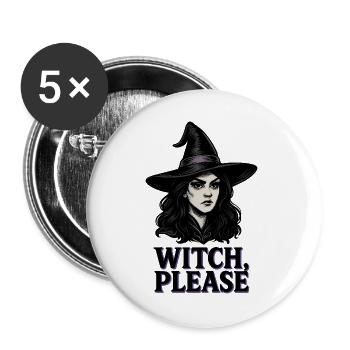 Sorcière s’il vous plaît drôle Halloween Design pour les femmes - Lot de 5 grands badges (56 mm) - blanc - Devant