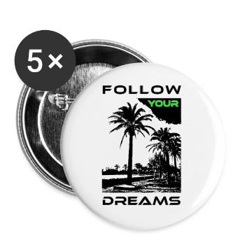Palm Faces in Black and White Style - Buttons large 2.2''/56 mm (5-pack) - white - Front