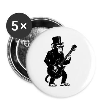 Singe élégant avec guitare dans un chapeau haut de forme - Lot de 5 grands badges (56 mm) - blanc - Devant