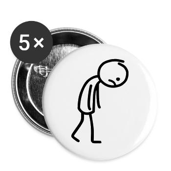 Strichmännchen Traurig Strichmann Strichzeichnung - Buttons groß 56 mm (5er Pack) - Weiß - Vorne