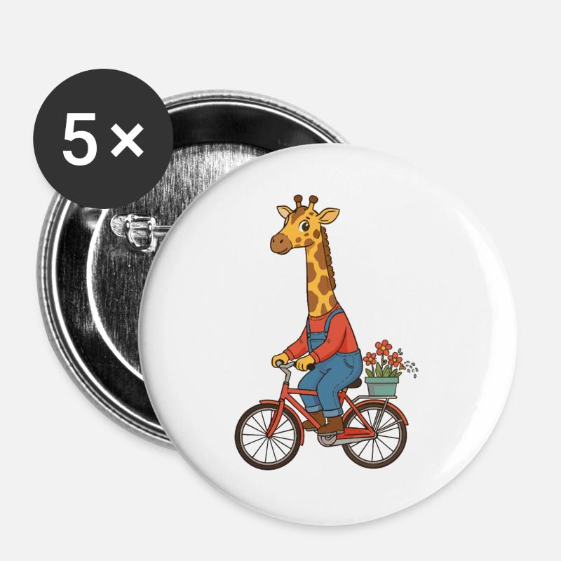 Whimsical Giraffe Rider Design - Buttons large 2.2''/56 mm (5-pack) - white