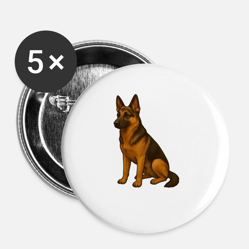 Elegant German Shepherd Print - Buttons large 2.2''/56 mm (5-pack) - white