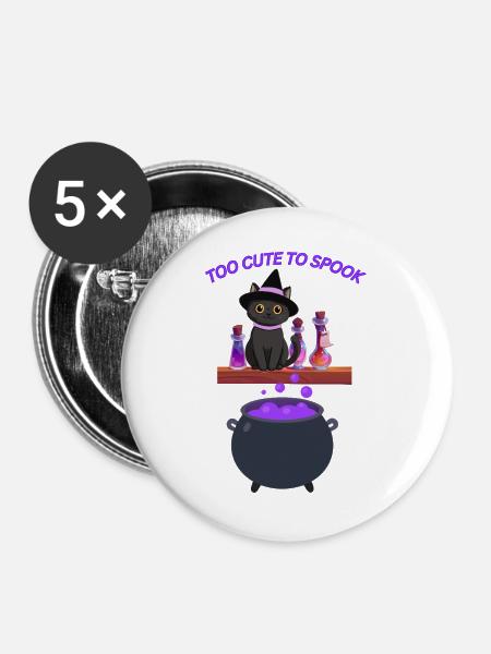 Süße Hexenkatze mit Zaubertrank - Buttons groß 56 mm (5er Pack) - Weiß