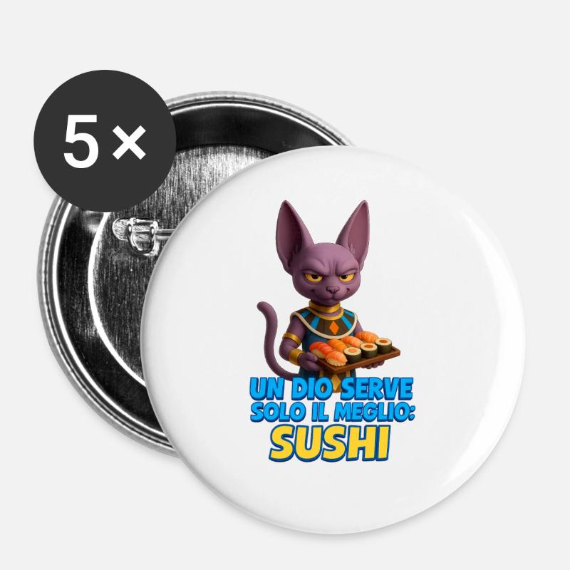 Un_Dio_e_il_Sushi_Perfetto - Buttons large 2.2''/56 mm (5-pack) - white