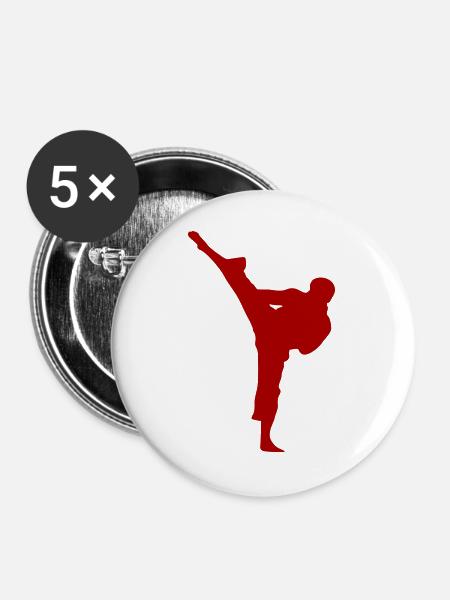 Kampfsport Karate Silhouette - Buttons groß 56 mm (5er Pack) - Weiß