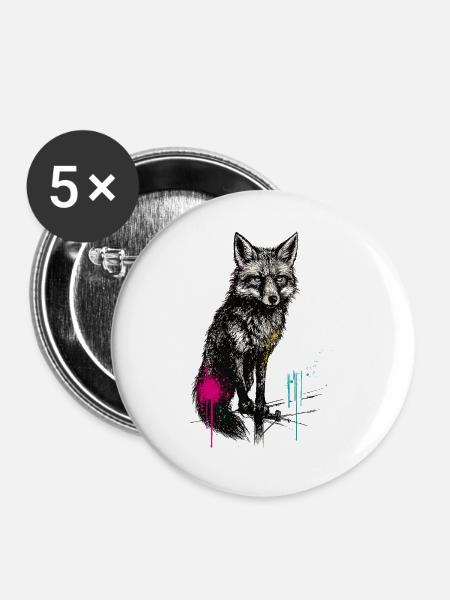Wolfsprühkunst im Wald - Buttons groß 56 mm (5er Pack) - Weiß