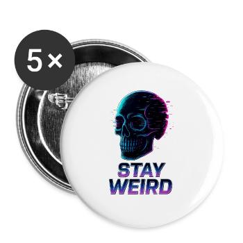 Restez bizarre Neon Skull - Lot de 5 grands badges (56 mm) - blanc - Devant