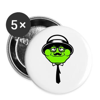 Frog Sir Mr. Rich Gangster Glasses Hat Tie - Buttons large 2.2''/56 mm (5-pack) - white - Front