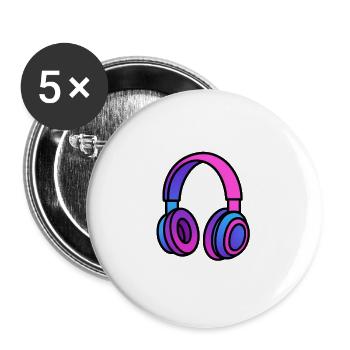 Neon Gradient Kopfhörer Illustration - Buttons groß 56 mm (5er Pack) - Weiß - Vorne