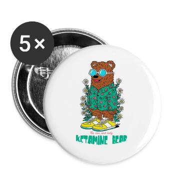 Ketamine Bear - Buttons large 2.2''/56 mm (5-pack) - white - Front
