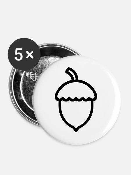 Eiche - Buttons groß 56 mm (5er Pack) - Weiß