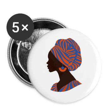 Afrique Femme africaine Design traditionnel - Lot de 5 grands badges (56 mm) - blanc - Devant