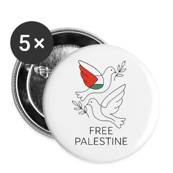 Taube des Friedens - Freies Palästina - Buttons groß 56 mm (5er Pack) - Weiß - Vorne