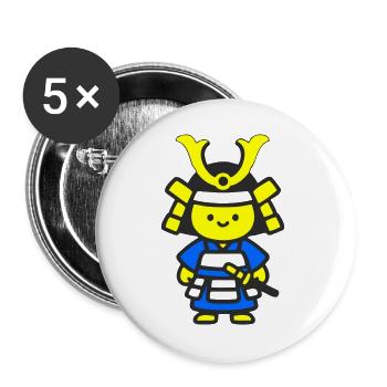 Samouraï Kawaii en Bleu - Lot de 5 grands badges (56 mm) - blanc - Devant