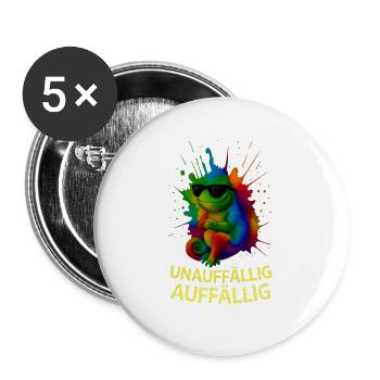 Caméléon arc-en-ciel avec style - Lot de 5 grands badges (56 mm) - blanc - Devant