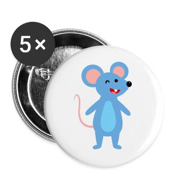 Winking blue mouse - Buttons large 2.2''/56 mm (5-pack) - white - Front