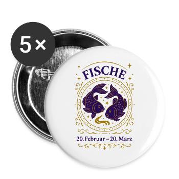 Sternzeichen Fische - Buttons groß 56 mm (5er Pack) - Weiß - Vorne