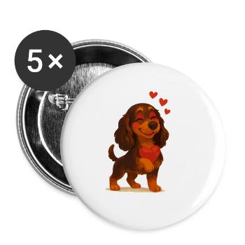 Cocker Spaniel amoureux - Lot de 5 grands badges (56 mm) - blanc - Devant