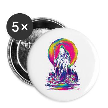 Neon Grim Reaper - Buttons large 2.2''/56 mm (5-pack) - white - Front