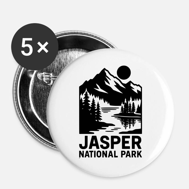 Jasper National Park - Buttons large 2.2''/56 mm (5-pack) - white