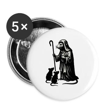 Pestdoktor und Mäuse - Buttons groß 56 mm (5er Pack) - Weiß - Vorne