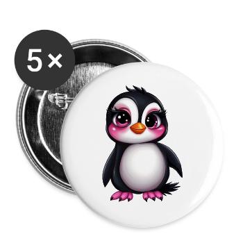 süßer Pinguin :) - Buttons groß 56 mm (5er Pack) - Weiß - Vorne