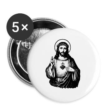 Sacred Heart StreetArt Stencil Style - Buttons large 2.2''/56 mm (5-pack) - white - Front