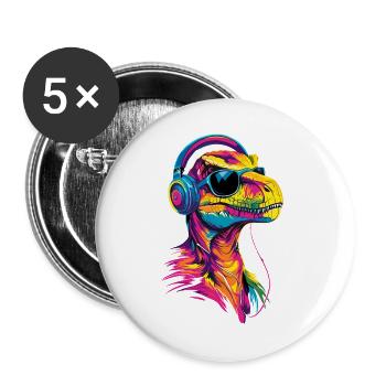 Raptor Velociraptor Dinosaurier Dino Raptoren - Buttons groß 56 mm (5er Pack) - Weiß - Vorne