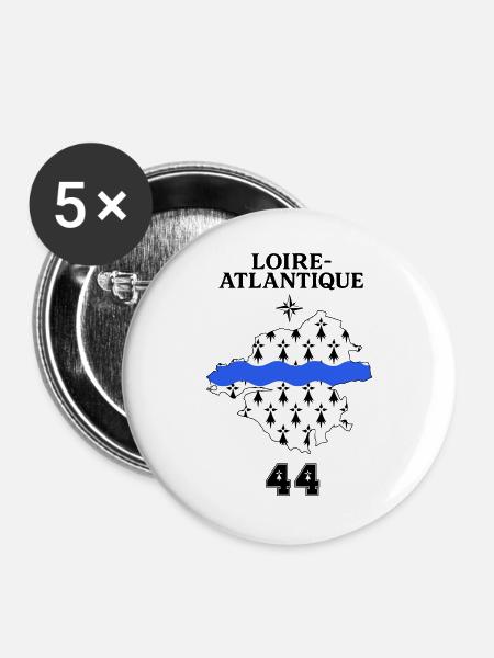 Loire Atlantique 44 - Buttons large 2.2''/56 mm (5-pack) - white