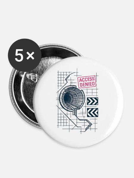 Kein Zugang – Unterirdisch - Buttons groß 56 mm (5er Pack) - Weiß
