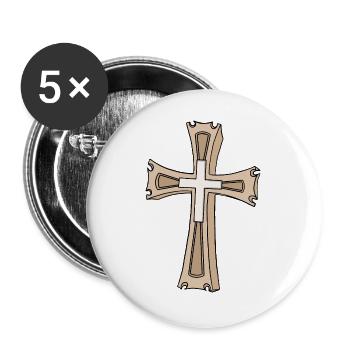 Ornate Cross Crest - Buttons large 2.2''/56 mm (5-pack) - white - Front