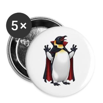 Funny Halloween Penguin Vampire Creepy Cartoon - Buttons large 2.2''/56 mm (5-pack) - white - Front