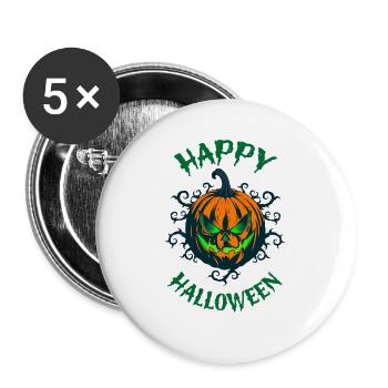 Green Look Pumpkin Halloween - Buttons large 2.2''/56 mm (5-pack) - white - Front