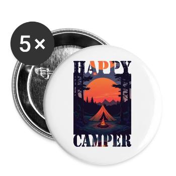 Campeur heureux - Lot de 5 grands badges (56 mm) - blanc - Devant