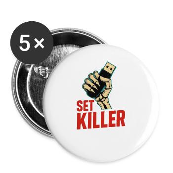Set Killer – DJ Power - Lot de 5 grands badges (56 mm) - blanc - Devant